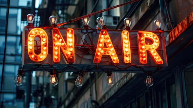 Text On air, live broadcast, delivering news, entertainment, events directly to viewers, capturing immediacy and excitement of live television with up to the minute coverage and dynamic programming