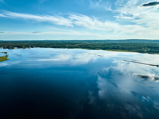 Obraz premium Aerial view to the lake in summer