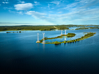 Aerial view to the lake in summer