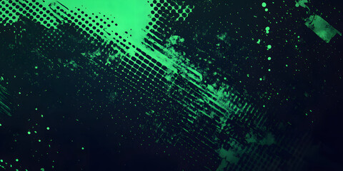 Fototapeta premium green spots, splashes and dotted paint marks on a black background. grunge texture of old background