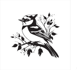 lack  Blue jay Silhouette Vector on Whit Background