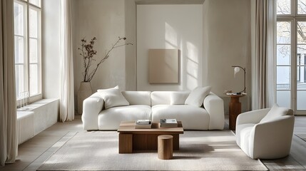 Minimalist Nordic-Inspired Living Room with Blend of Modern and Traditional Elements