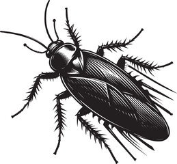 Cockroach insect animal Silhouette vector illustration isolated on a white background