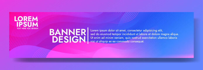 Abstract Banner with Wavy Shapes in purple Blue Gradient