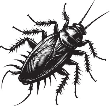 black and white cockroach insect detailed clip art preview