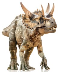 Fototapeta premium Horned Dinosaur Fossil Jurassic Era on Transparent 