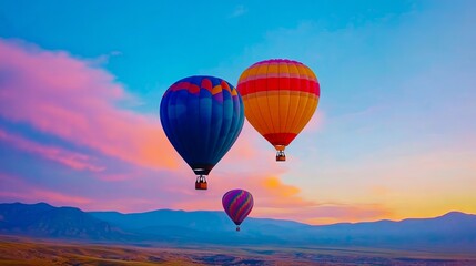Obraz premium Three hot air balloons flying in the sky