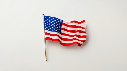 A small american flag on a white surface