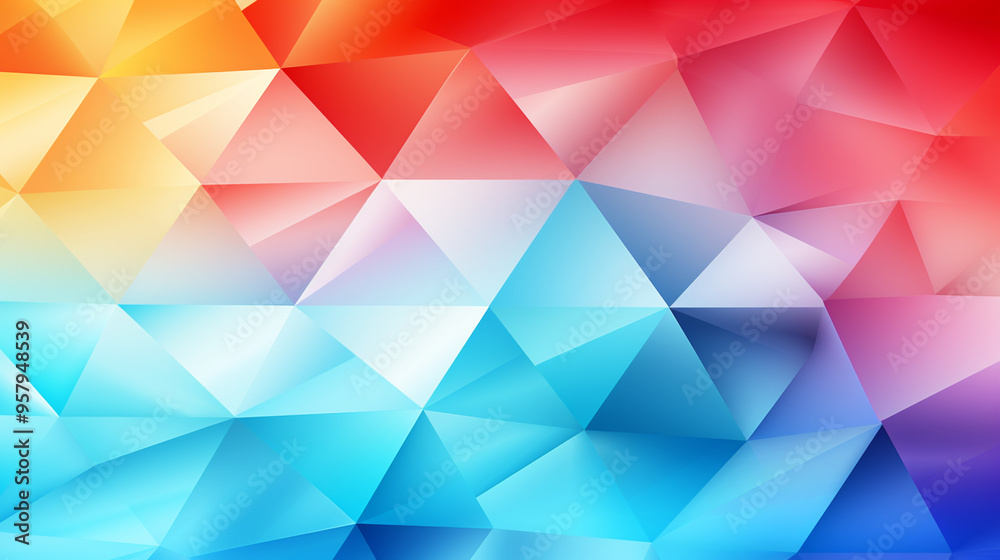 Wall mural Watercolor-style polygon background in light rainbow colors