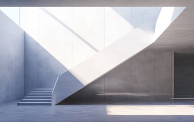 3D rendering of stairs located on the first floor of a building complex