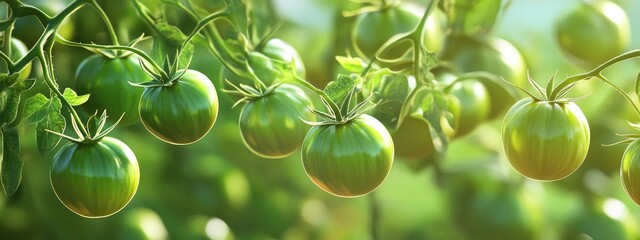 3D rendering of green tomatoes