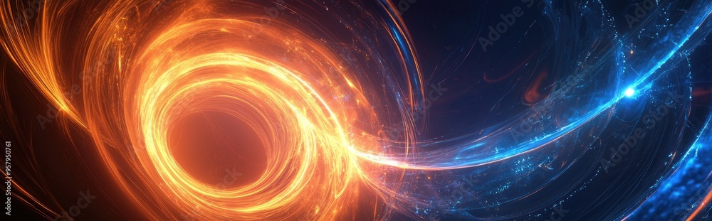 Aufkleber Abstract ring background featuring a luminous swirling backdrop a glowing spiral and an energy flow tunnel with a shining round frame and light circles effect Glowing cover with space for your mes