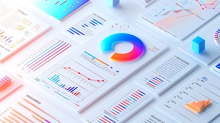 Colorful graphic chart with data visualization for Business reporting analysis concept.