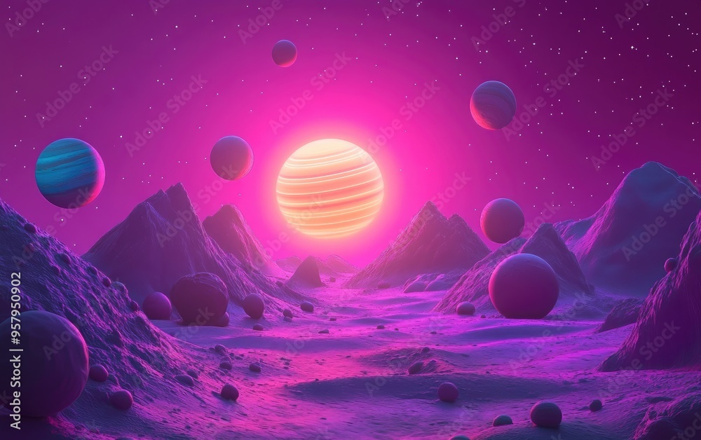 Aufkleber high resolution 3d cartoon rendering of a solar system planet showcasing mars among other available 