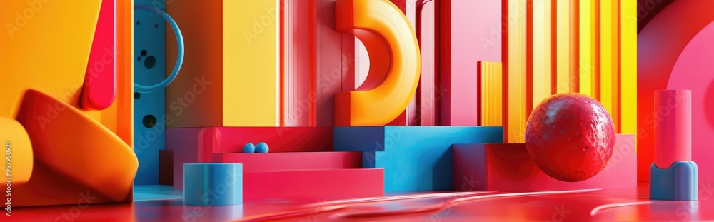 Poster Abstraction composition in a 3D cartoon rendering