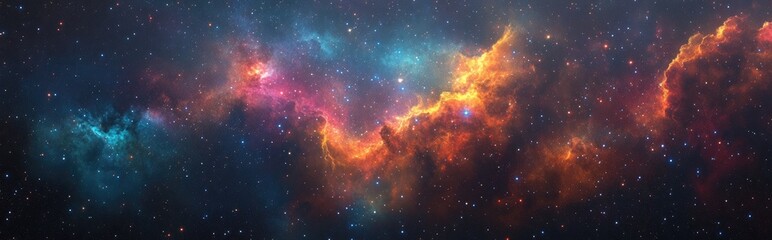 Fototapeta premium Giant starscape backdrop featuring colorful space clouds in 3D cartoon rendering