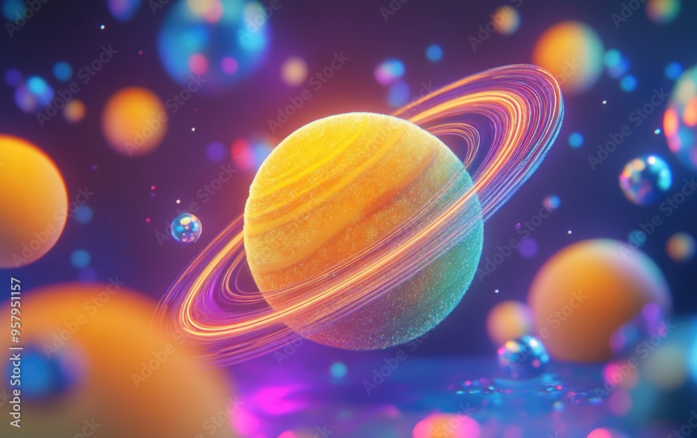 Poster High resolution artwork features a 3D cartoon rendering of a planet from the solar system