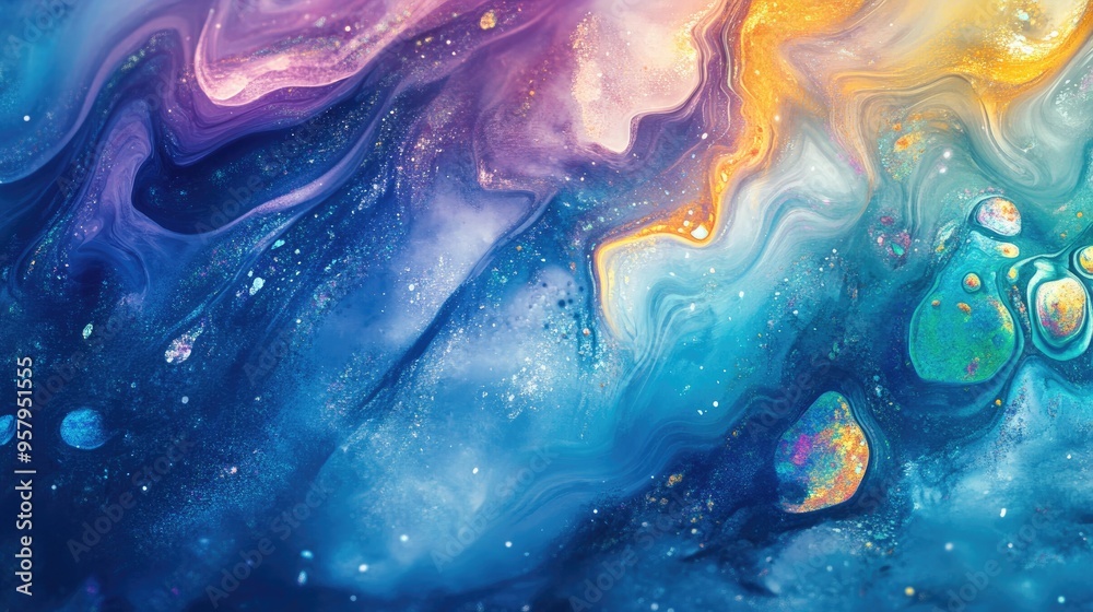 Poster Abstract watercolor background in a 3D cartoon rendering Colorful texture Oil painting style Fractal art Visionary surreal artwork Mixed media Graphic design Unique pattern