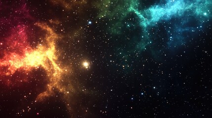 Fototapeta premium Bright and vibrant multicolor starfield showcases a deep space nebula with stars featuring star clusters and an infinite outer space background in this 3D cartoon rendering