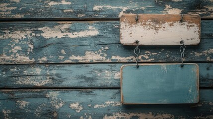 Vintage Discount Sign on Rustic Wooden Background with Watercolor Effect and Natural Colors - Copy Space for Text