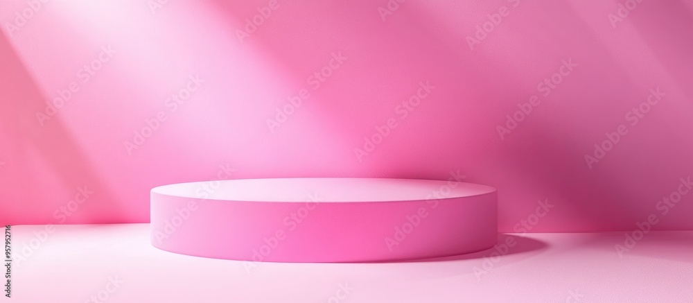 Poster minimalist abstract scene featuring a pink color design for a cosmetic or product display pedestal r