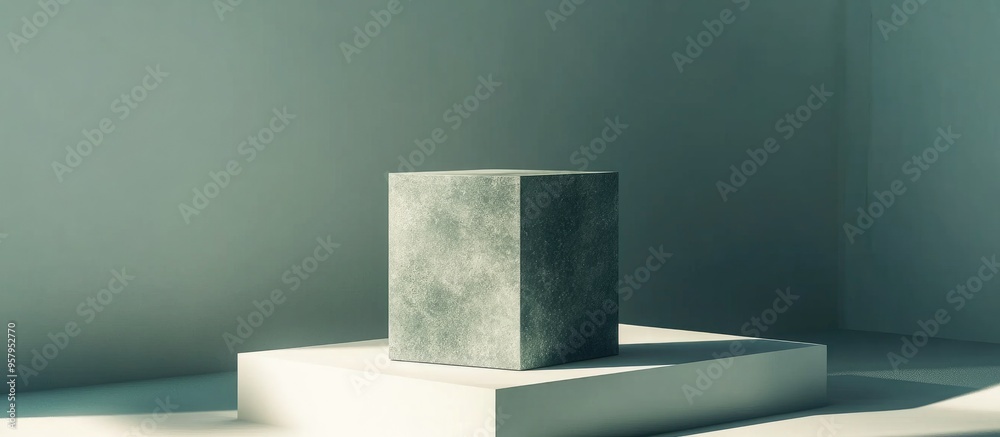 Poster Cube Pedestal Design Studio Setting for Merchandise Presentation 3D visualization