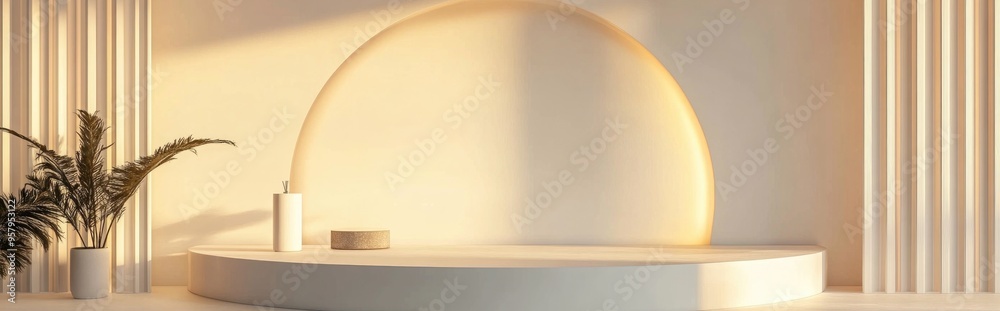 Aufkleber Abstract Minimalist Modern Podium for Product Display and Presentation 3D Rendering