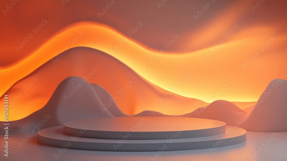 Poster Fantasy abstract podium display 3D rendering