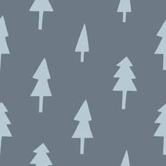 Fototapeta premium Seamless vector pattern with cute hand drawn pine trees. Perfect for textile, wallpaper or nursery print design. EPS 10 vector file.