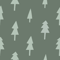 Obraz premium Seamless vector pattern with cute hand drawn pine trees. Perfect for textile, wallpaper or nursery print design. EPS 10 vector file.