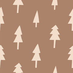 Seamless vector pattern with cute hand drawn pine trees. Perfect for textile, wallpaper or nursery print design. EPS 10 vector file.