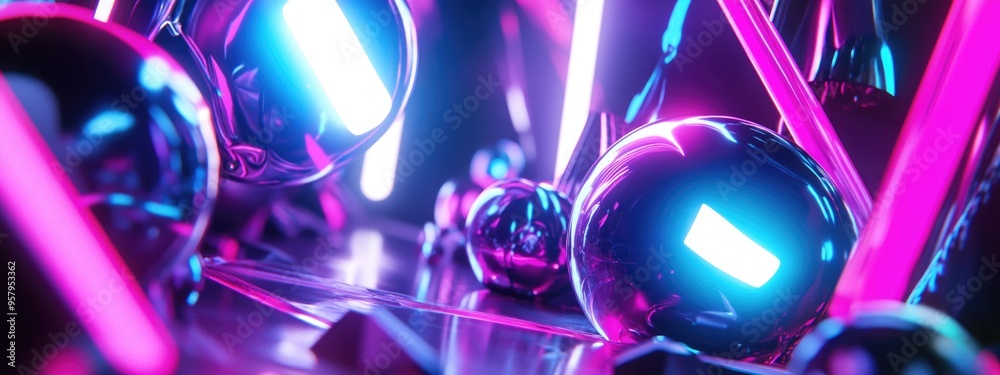 Aufkleber Abstract background featuring various elements created through 3D illustration and rendering