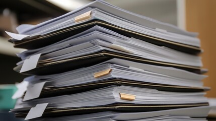 Document papers stored in a centralized facility. Organized paper files and records system in a secure center, representing efficient archival management, paperwork handling, and data protection.