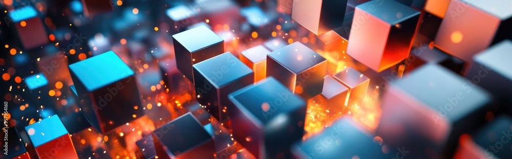 Poster abstract background featuring 3d cubes