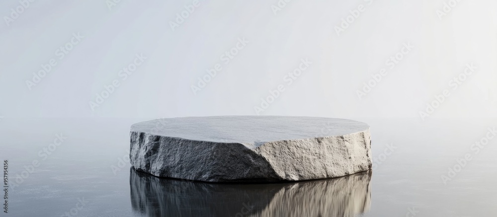 Poster Stone award pedestal with reflection isolated 3D object rendering