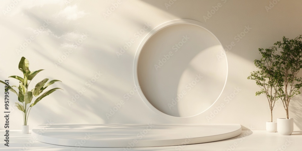 Poster minimalist podium studio background ideal for product presentation abstract background scene rendere