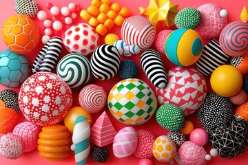Fototapeta premium Colorful variety of hand crafted decorative balls