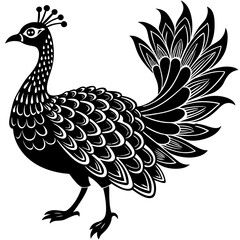 Peahen Dance Bird Silhouette Vector Art