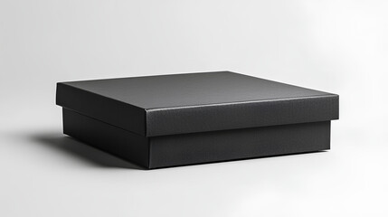 Closed blank black carton box on white background