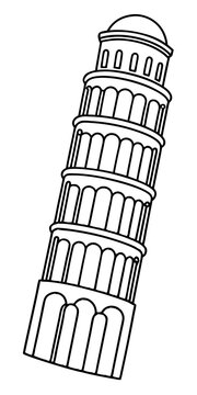 recommend clip art: leaning tower of pisa black and white vector silhouette design set - italian landmark monochrome outline