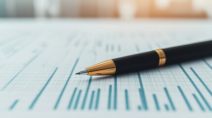 Financial Planning Balance Sheet with Pen for Investment Strategies and Money Management, Copy Space for Text, Selective Focus â€“
