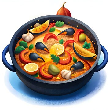 paella dish colorful food close-up clip art preview