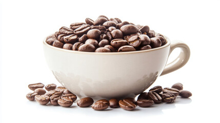 Fototapeta premium Full cup of coffee beans. Large roasted coffee beans