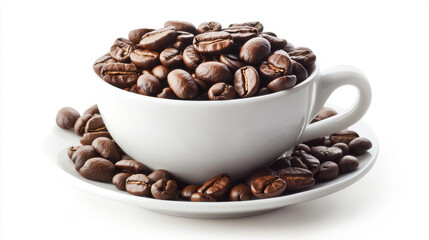 Fototapeta premium Full cup of coffee beans. Large roasted coffee beans