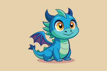 Fototapeta premium Cute dragon cartoon, illustration vector .eps