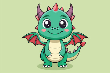 Cute  dragon cartoon, illustration   vector .eps