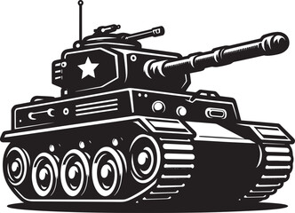 Battle Tank Silhouette vector illustration isolated on a white background military vehicle