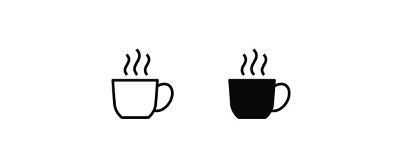 Cup of coffee, mug, tea icon Hot drink icon icons button, vector, sign, symbol, logo, illustration, editable stroke, flat design style isolated on white linear pictogram