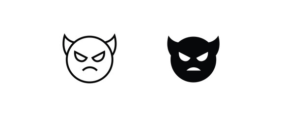 Devil face line icon, devil emoticon icon button, vector, sign, symbol, logo, illustration, editable stroke, flat design style isolated on white