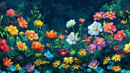 A Vibrant Floral Arrangement Against a Teal Background